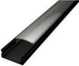سكة بروفايل ألمنيوم أسود عرض 1.7 ارتفاع 0.7 بدون شفة