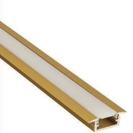سكة بروفايل ألمنيوم ذهبي فتحة 2.4 ارتفاع 0.98 مع شفة