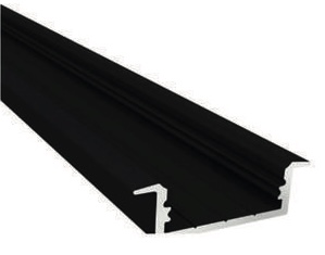 سكة بروفايل ألمنيوم أسود فتحة 3 ارتفاع 1 مع شفة