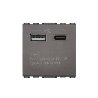 بريز شاحن Type C + USB ليزر رمادي فيراني